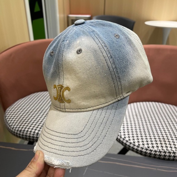 Faded Blue-White Gradient Cap with Triomphe Logo & Distressing main image 9